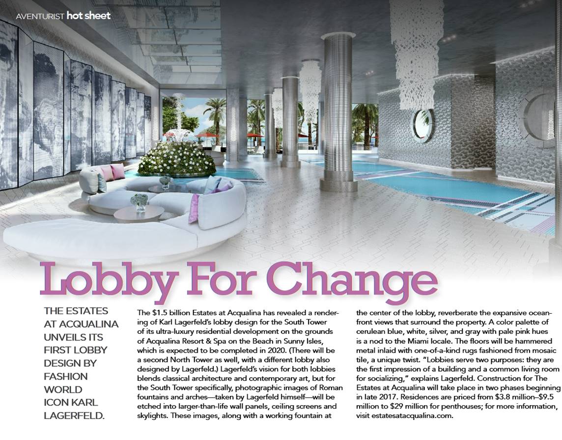 Karl Lagerfeld Interview About Designing Lobbies for the Estates at  Acqualina, His First US Interior Project